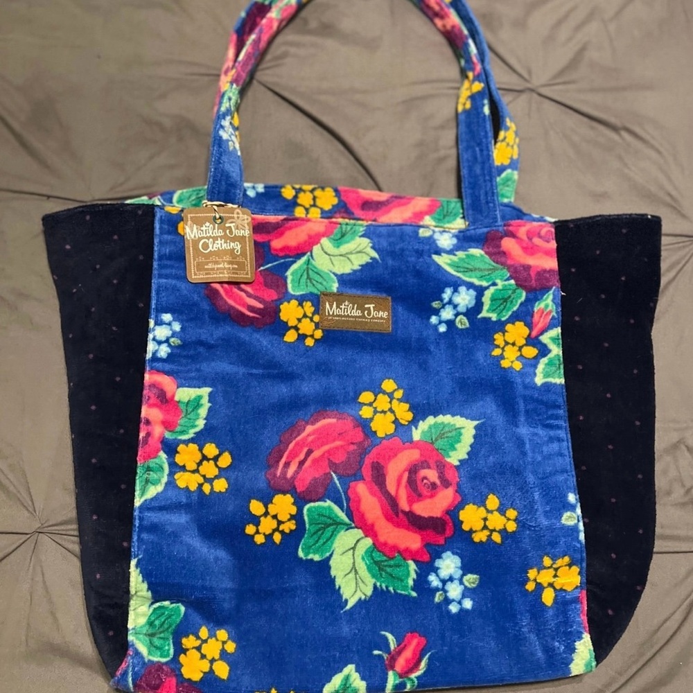 Matilda Jane Blue and Black Floral Tote Bag